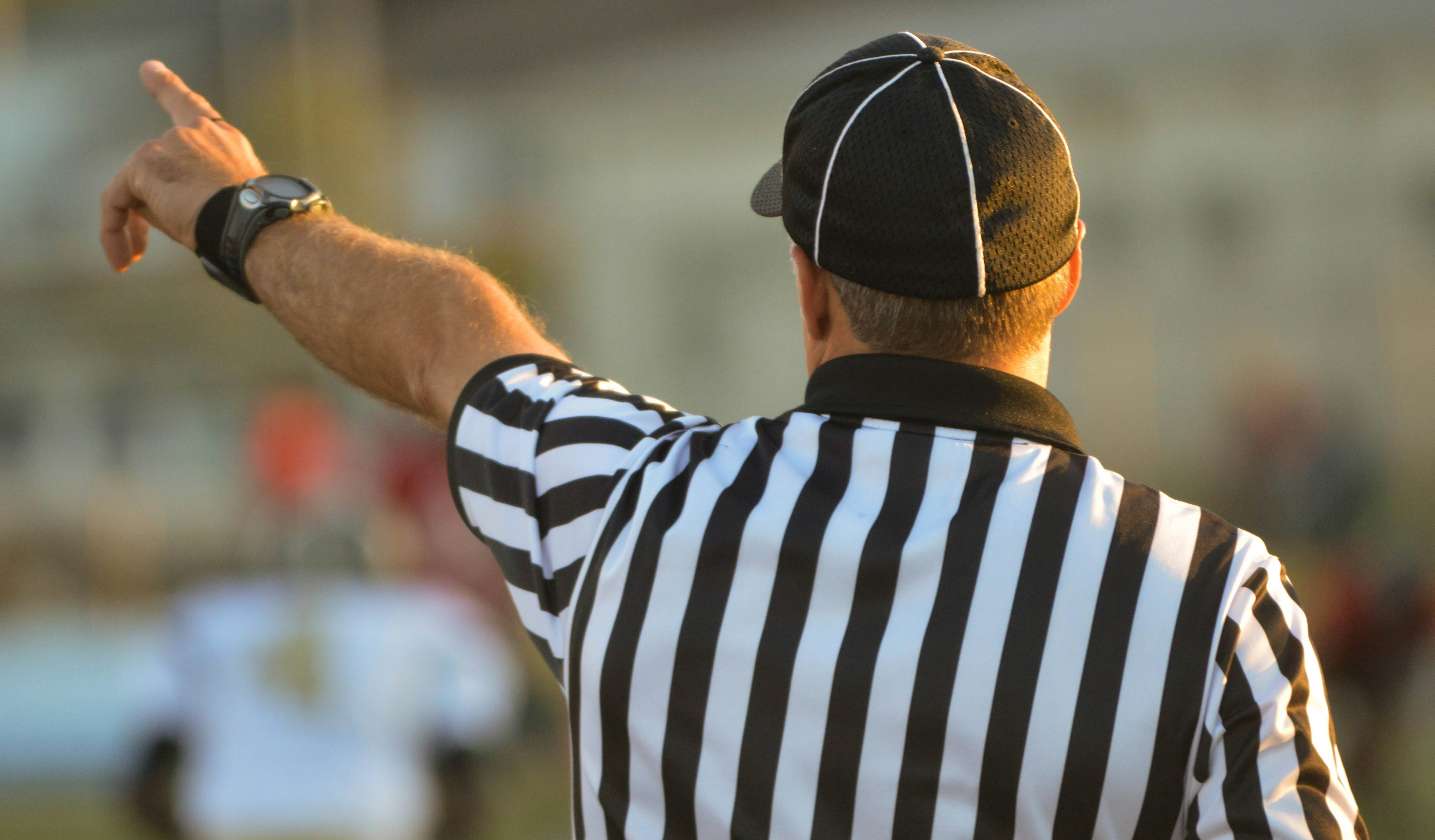Referee pointing - symbolizing independent review
